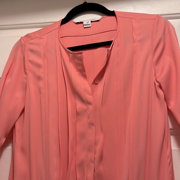 DVF Pink Button Down Silk Dress with drawstring waist tie - Picture 3 of 9